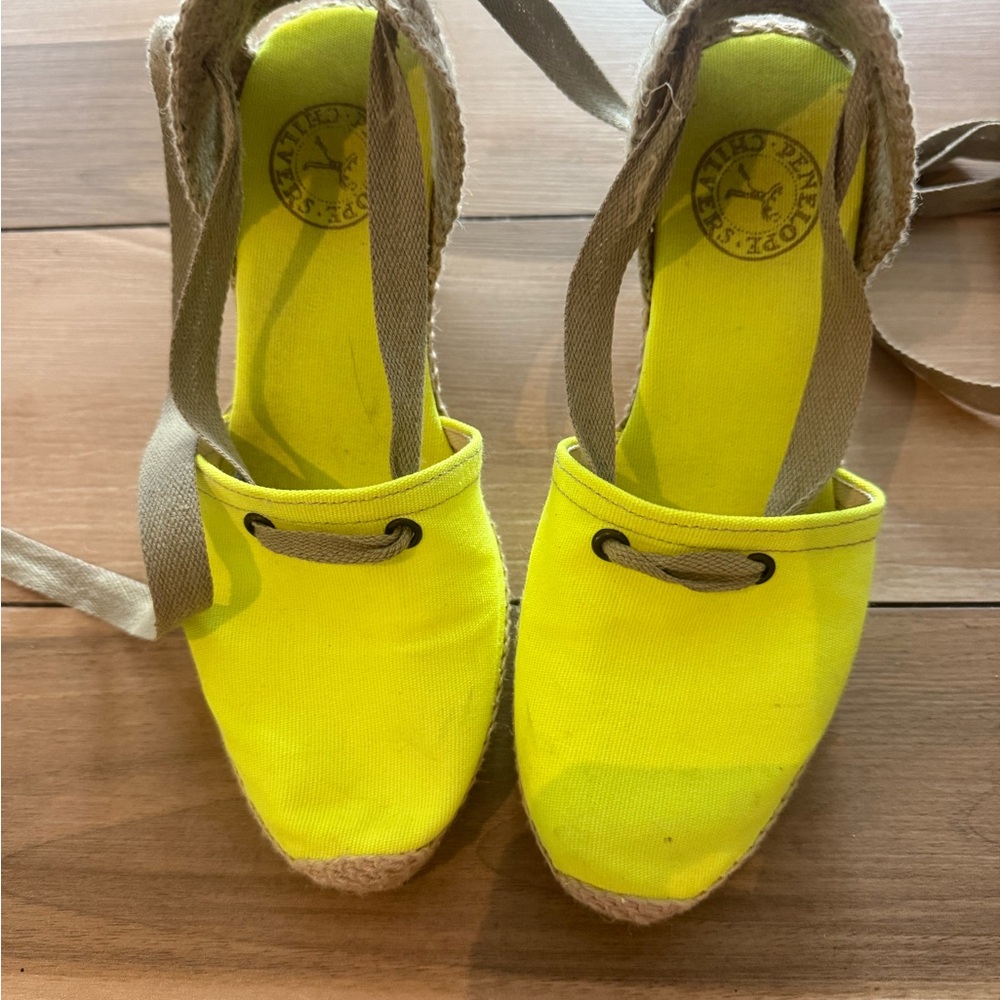Vibrant Yellow Espadrille Wedges
